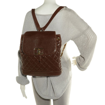 Chanel Caviar Quilted Drawstring Backpack Brown 2 of 8