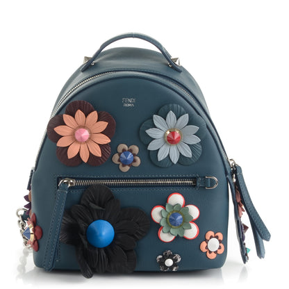Fendi Calfskin Flowerland Mini Backpack Pavone Multicolor 1 of 7