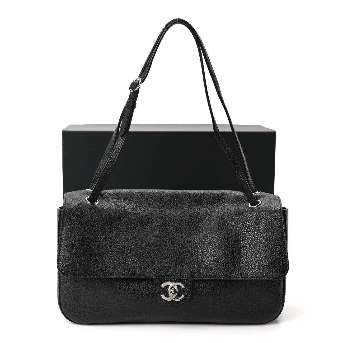 Grained Calfskin Small Souplissimo Maxi Flap Black