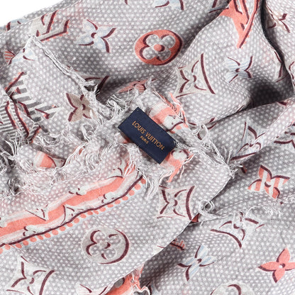 Louis Vuitton Silk Monogram Pop Shine Shawl Gray 3 of 4