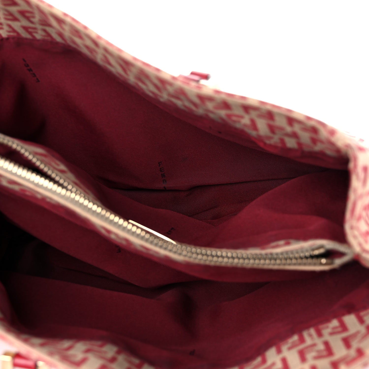 Fendi Zucchino Vitello Tote Beige Red 12 of 20