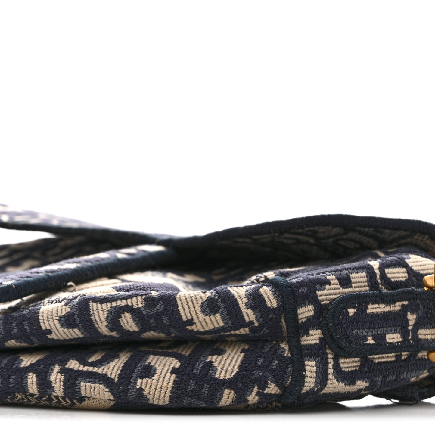 Oblique Embroidered Saddle Bag Blue