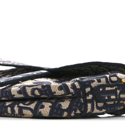 Christian Dior Oblique Embroidered Saddle Bag Blue 10 of 14