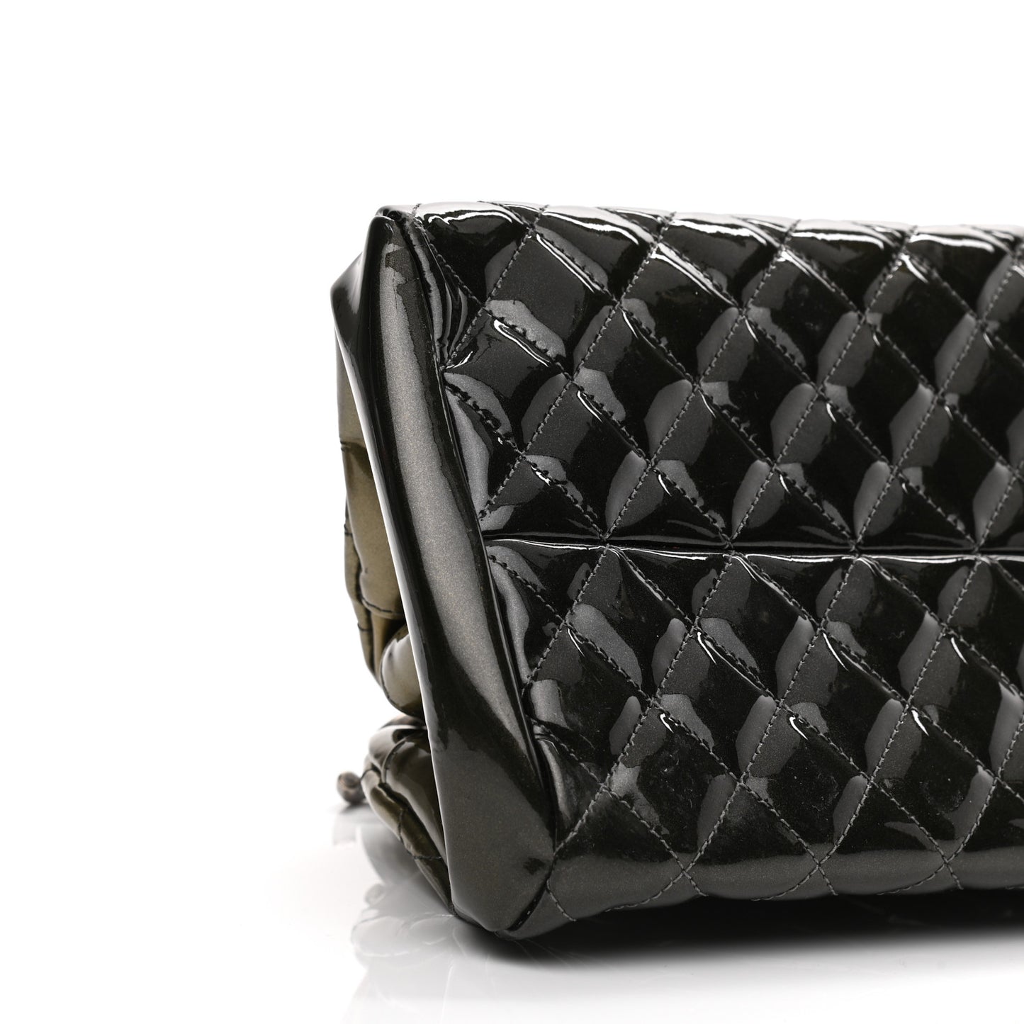 Metallic Patent Quilted Medium Just Mademoiselle Bowling Bag Green Degrade