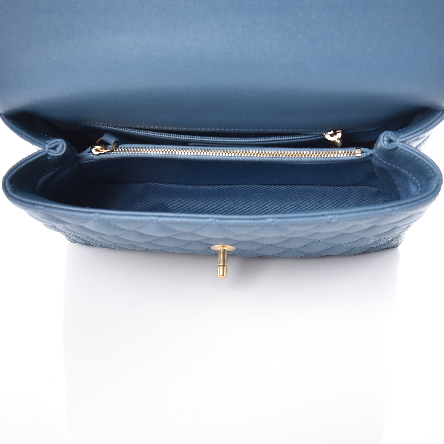 Chanel Caviar Quilted Small Coco Handle Flap Blue 5 of 9