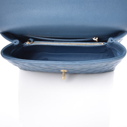 Chanel Caviar Quilted Small Coco Handle Flap Blue 5 of 9