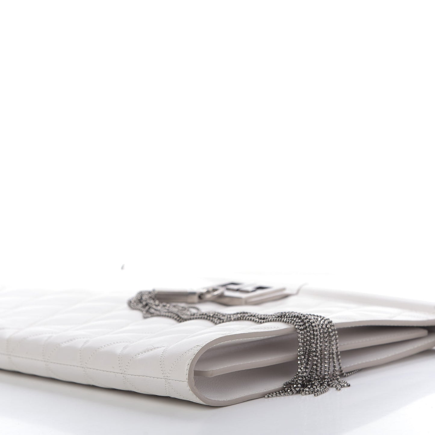 Goatskin Quilted Large Gem Bag White