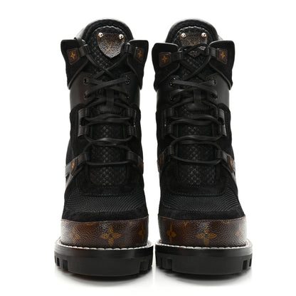 Louis Vuitton Suede Calfskin Monogram Star Trail Ankle Boots 39 Black 2 of 8