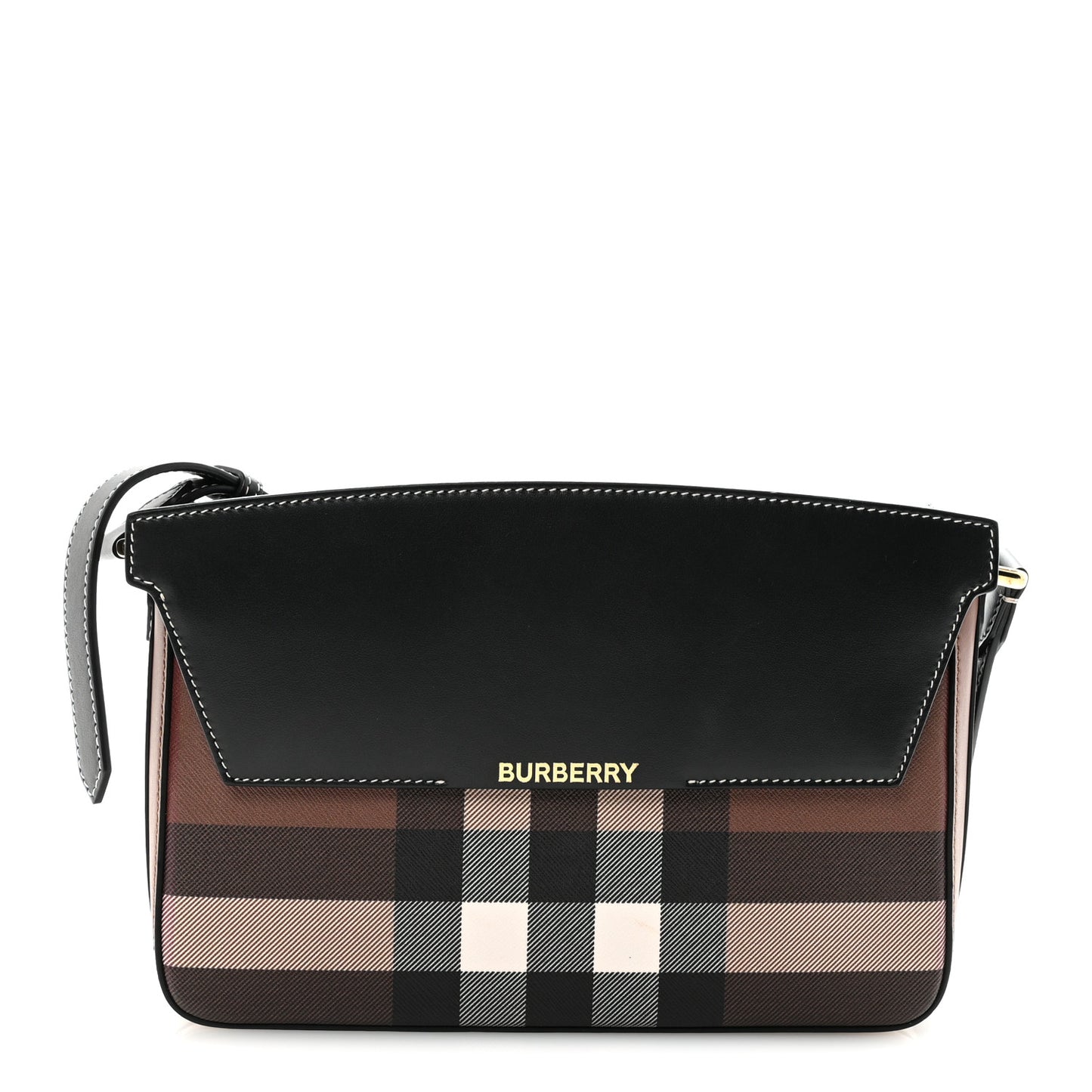 E-Canvas Check Calfskin Catherine Shoulder Bag Dark Birch Brown