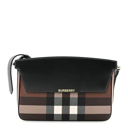 Burberry E-Canvas Check Calfskin Catherine Shoulder Bag Dark Birch Brown 1 of 9