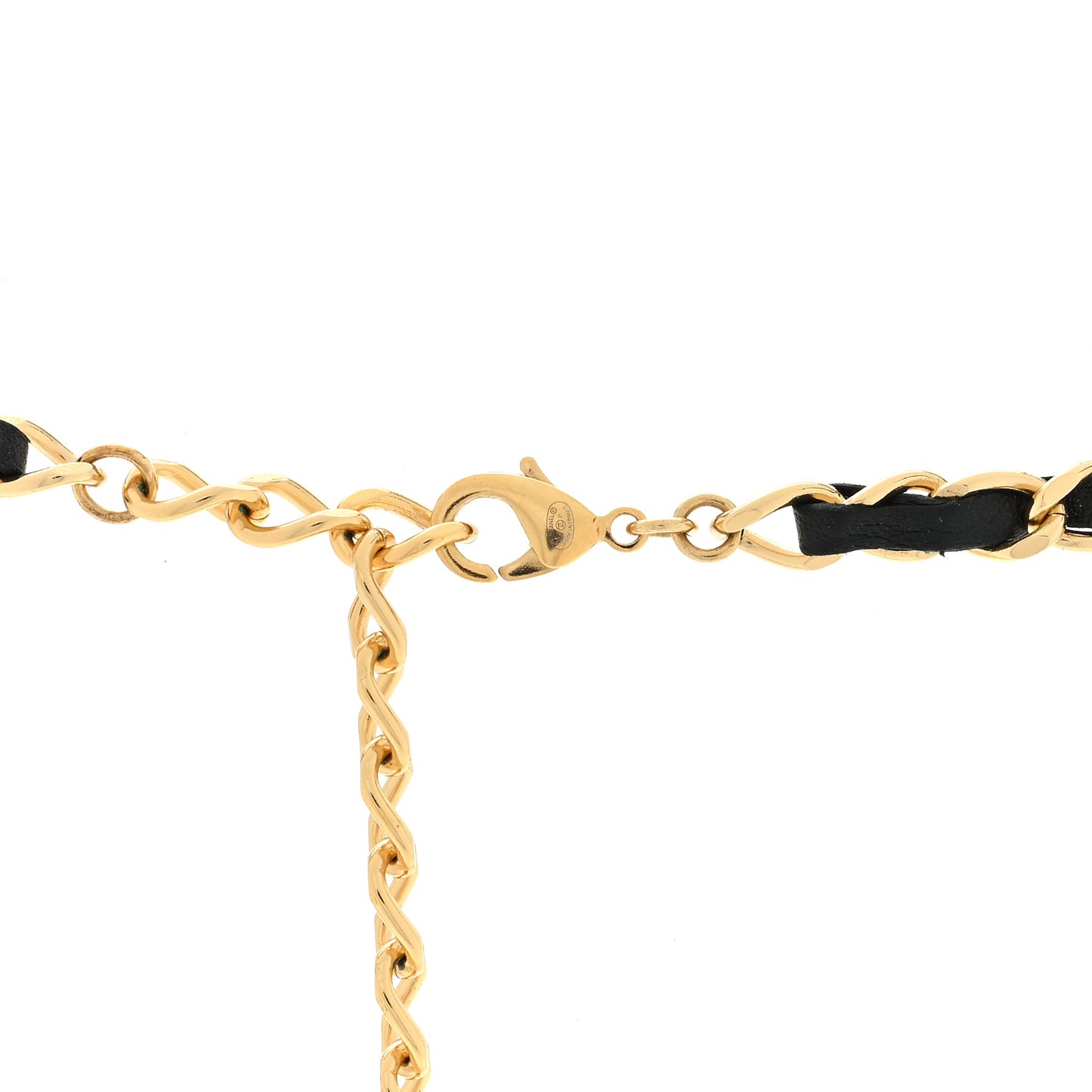 Lambskin Resin CC Pendant Necklace Gold Black Beige
