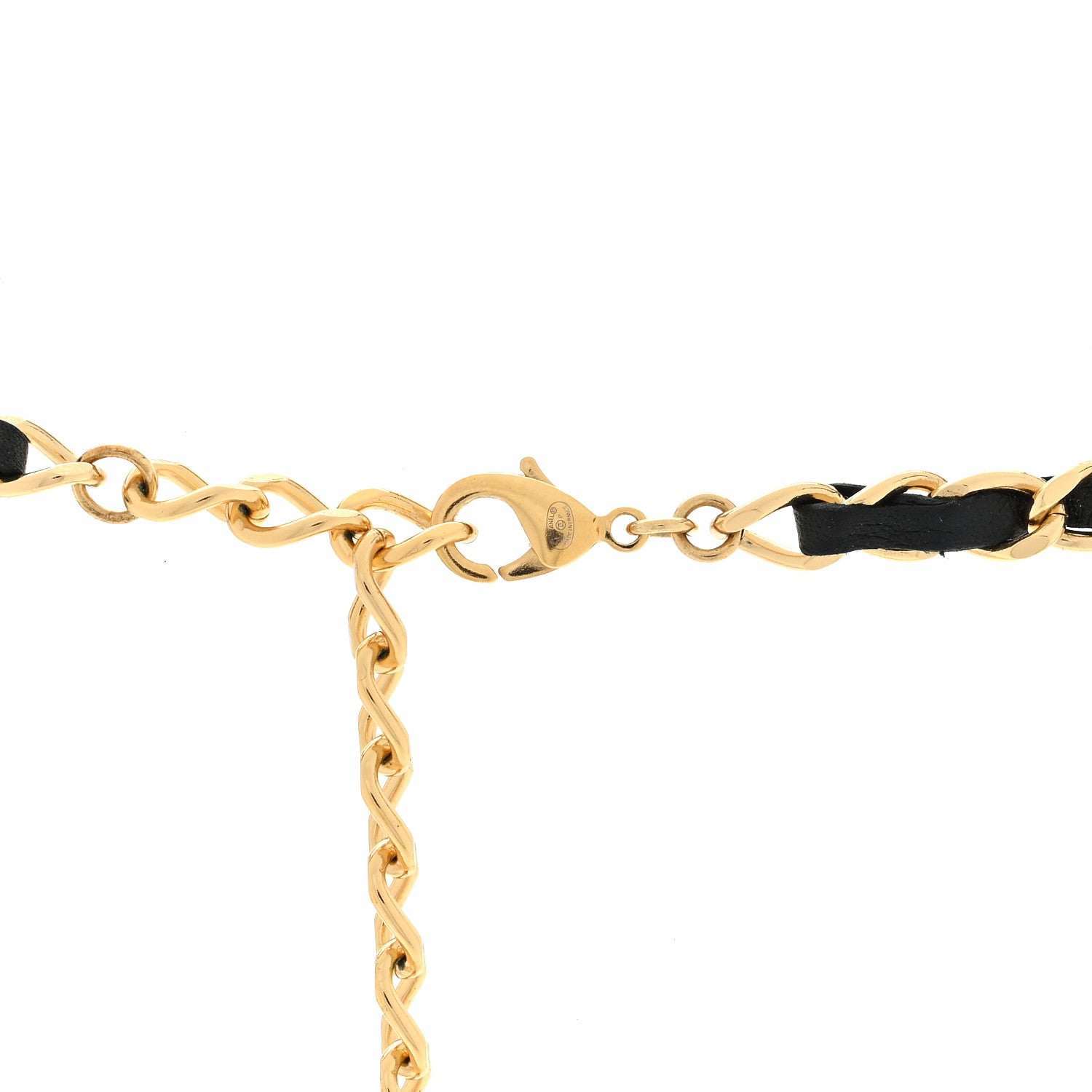 Chanel Lambskin Resin CC Pendant Necklace Gold Black Beige 4 of 4