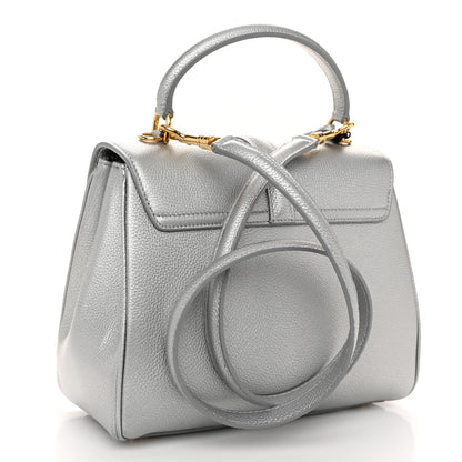 Celine Laminated Grained Calfskin 16 Top Handle Bag Silver 3 of 10