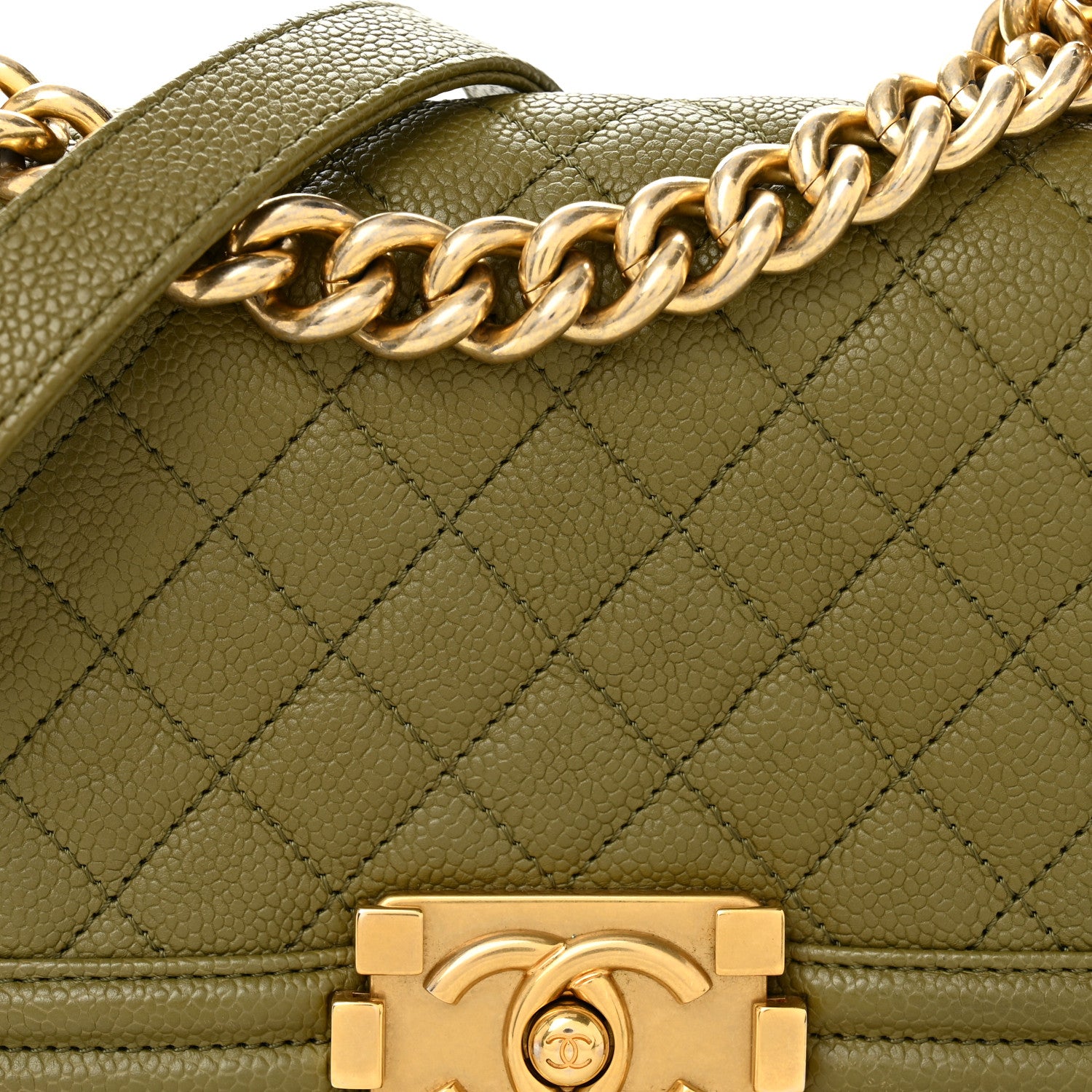 Chanel Caviar Quilted Small Boy Flap Green 8 of 10