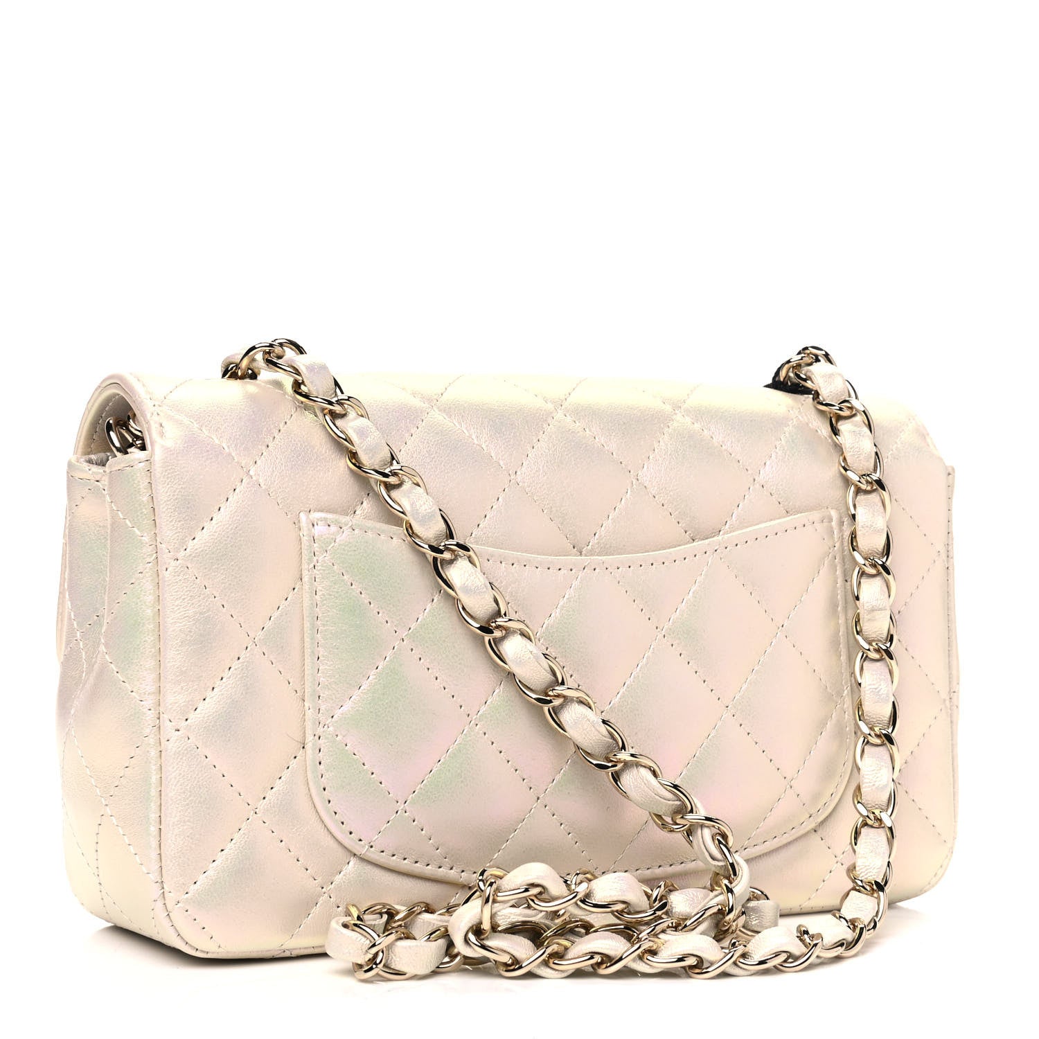Chanel Iridescent Lambskin Quilted Mini Rectangular Flap Ivory 2 of 4