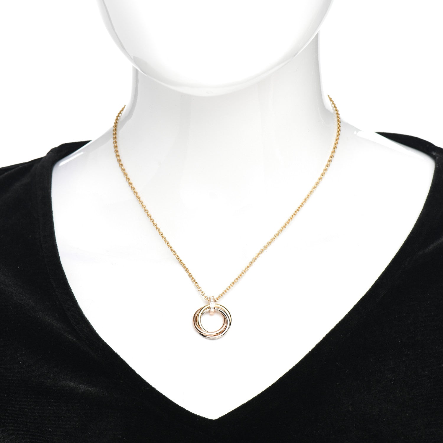 Cartier 18K Pink White Yellow Gold Diamond Trinity Pendant Necklace 2 of 4