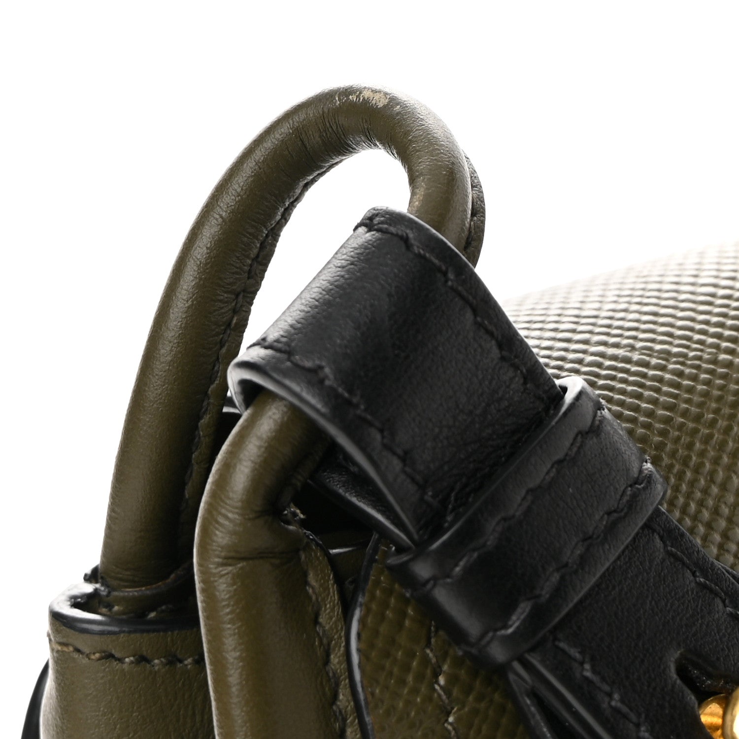 Prada Saffiano Cuir Calf Corsaire Bag Militare Black 13 of 14