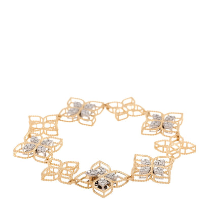 Roberto Coin 18K Yellow White Gold Diamond Princess Flower Dubai Bracelet 3 of 5