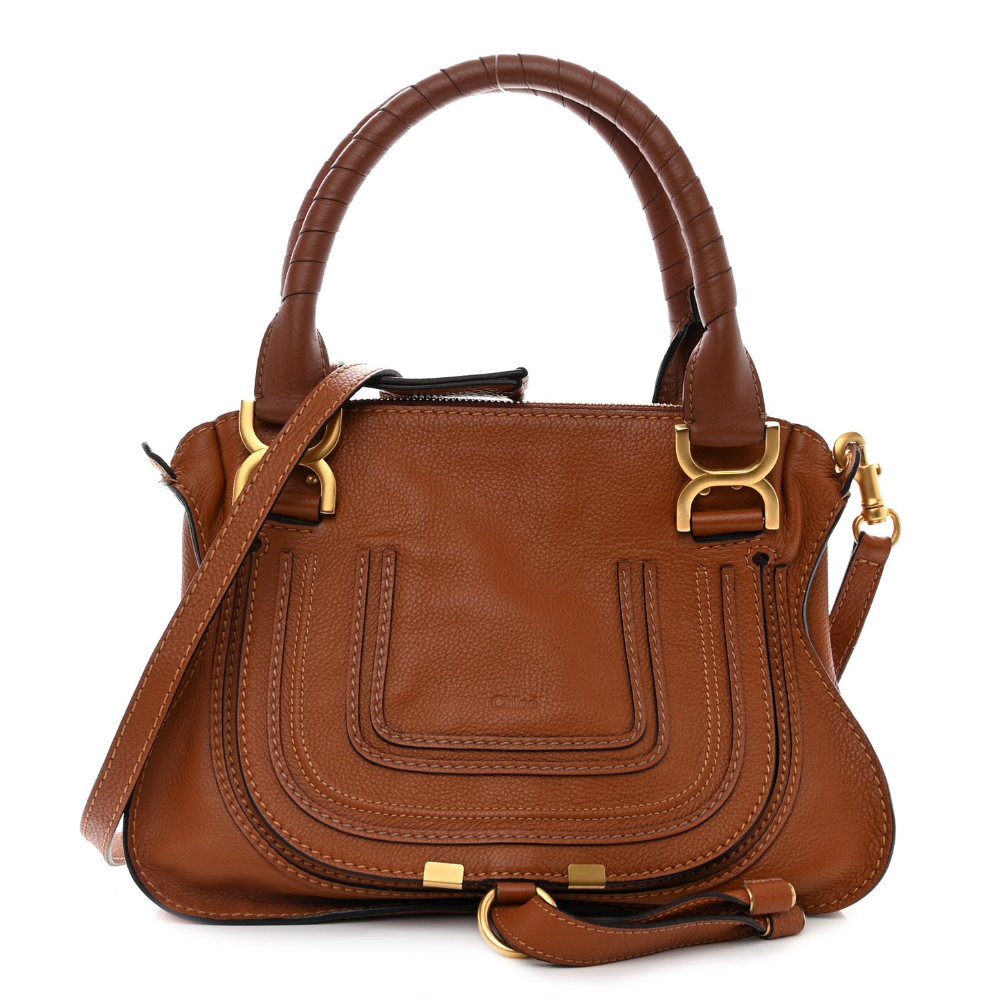 Calfskin Small Marcie Satchel Tan