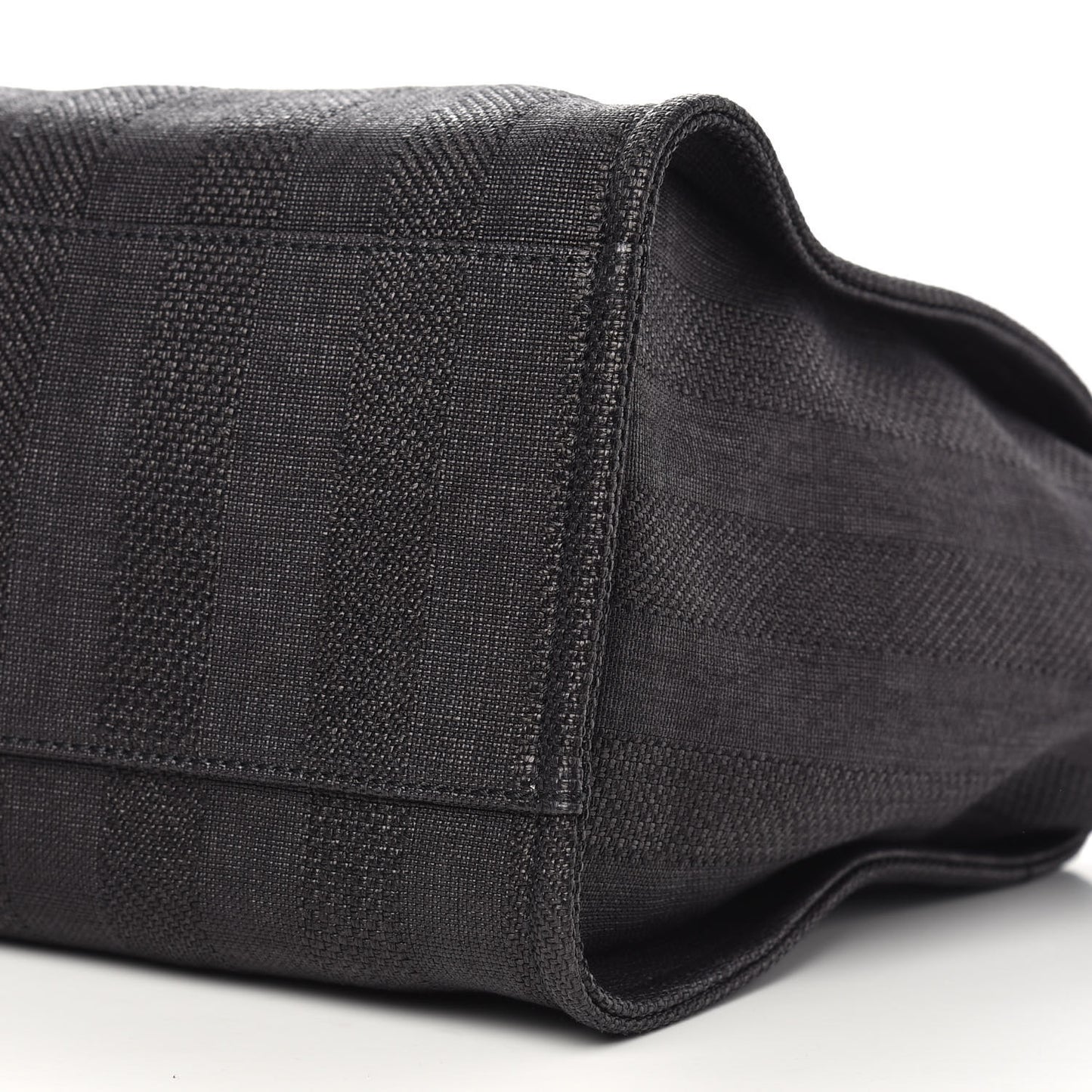 Mixed Fibers Calfskin Striped Medium Deauville Tote Black