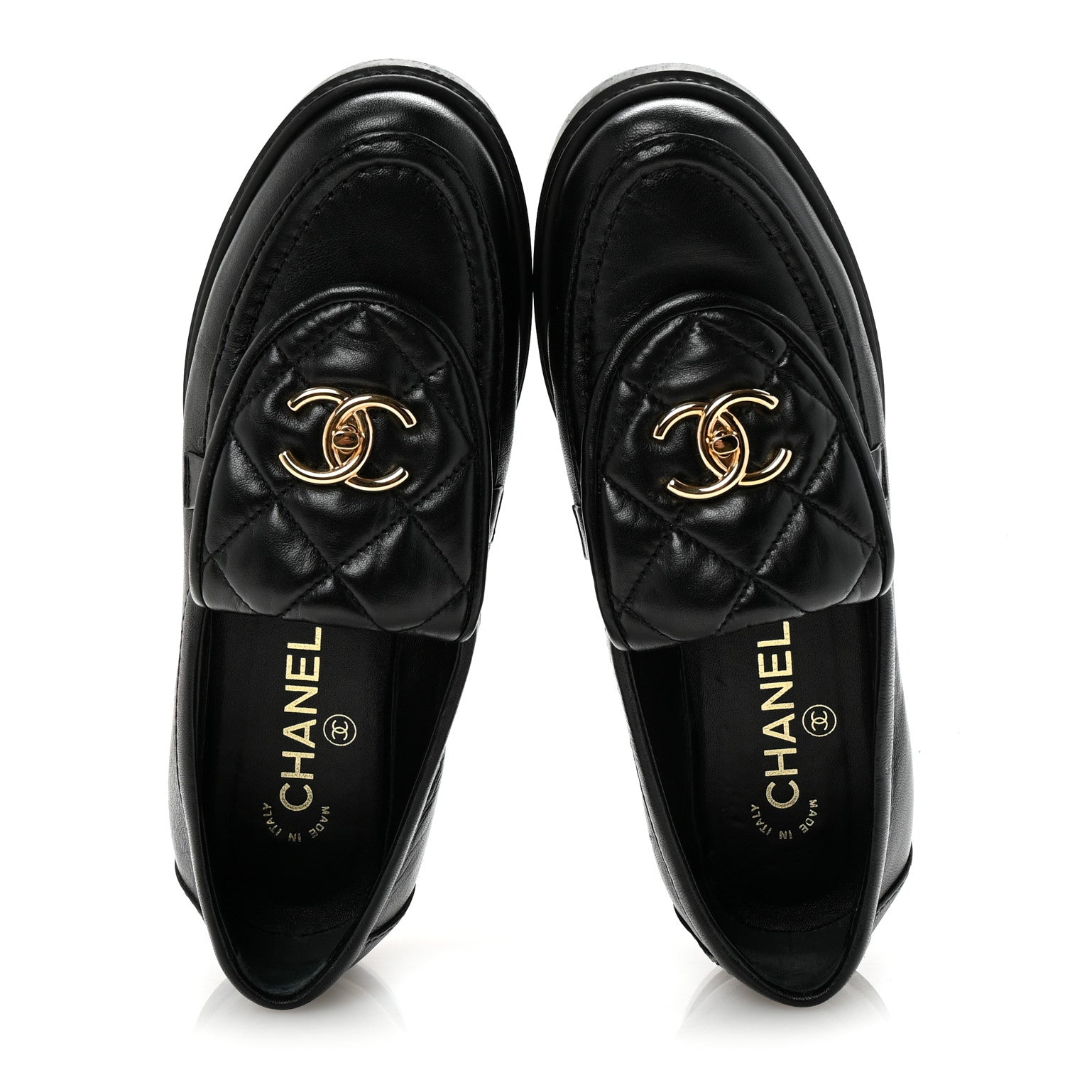 Chanel Lambskin Quilted CC Turnlock Loafers 38 Black 2 of 10