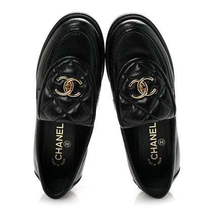 Chanel Lambskin Quilted CC Turnlock Loafers 38 Black 2 of 10
