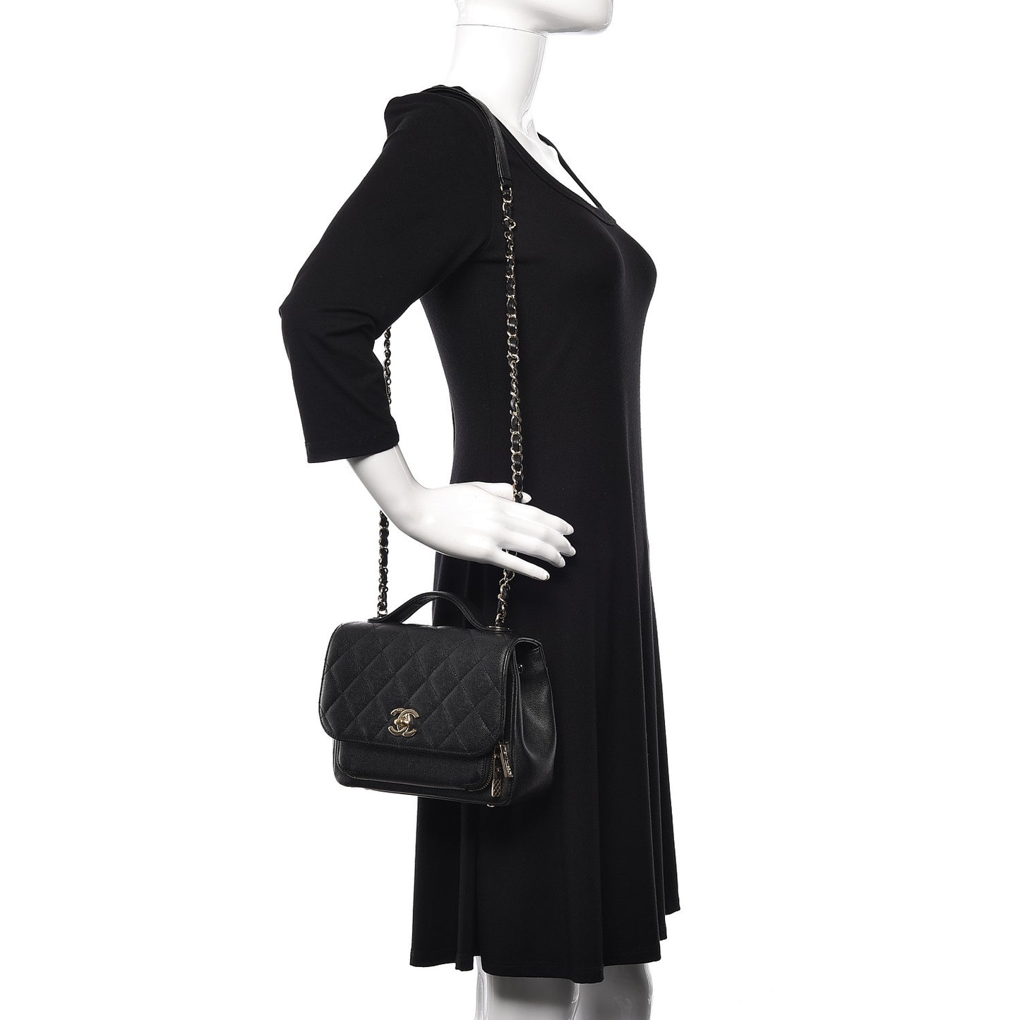 Caviar Quilted Medium Business Affinity Flap Black