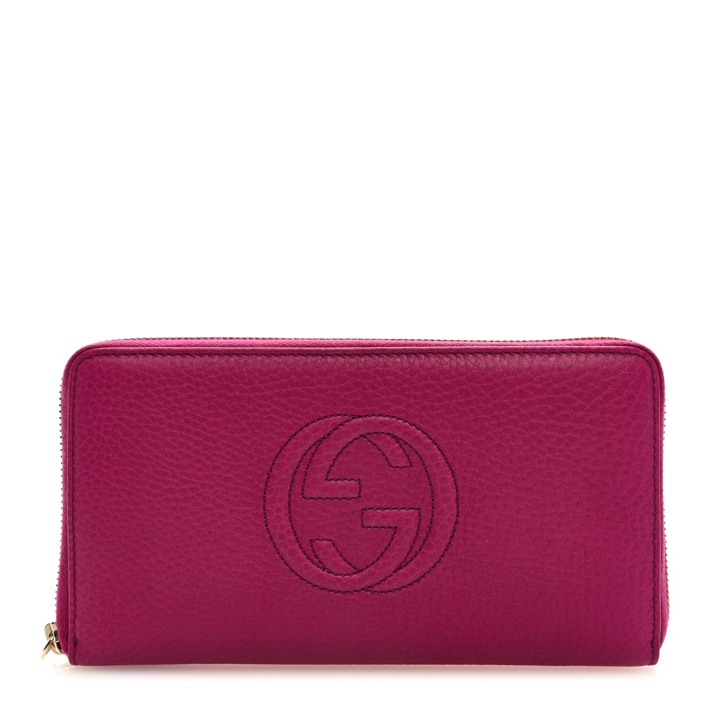 Pebbled Calfskin Soho Zip Around Wallet Bright Bougainvillea
