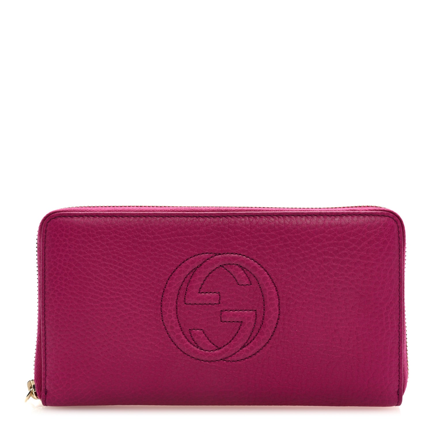 Gucci Pebbled Calfskin Soho Zip Around Wallet Bright Bougainvillea 1 of 6