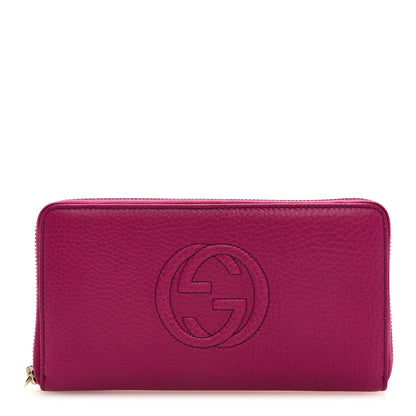 Gucci Pebbled Calfskin Soho Zip Around Wallet Bright Bougainvillea 1 of 6