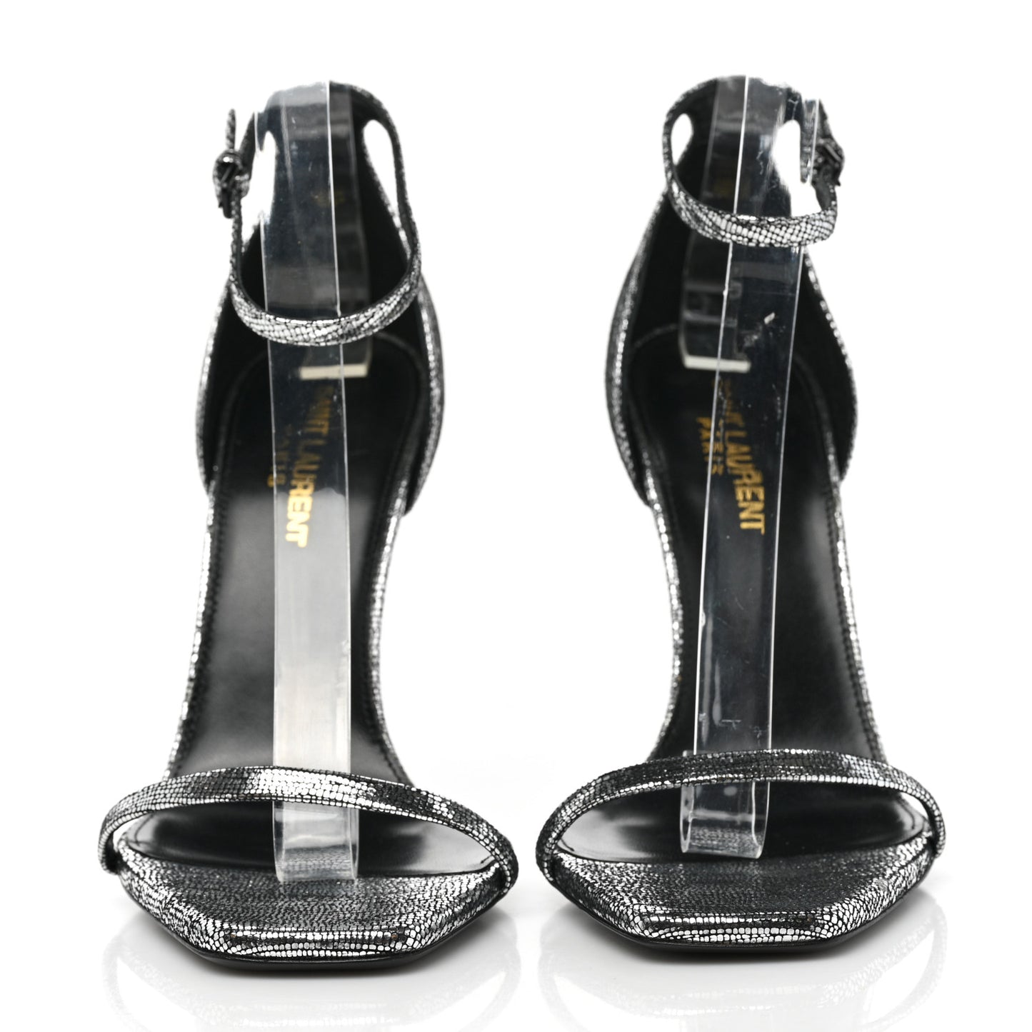 Metallic Calfskin Opyum 110 Sandals 38.5 Argento