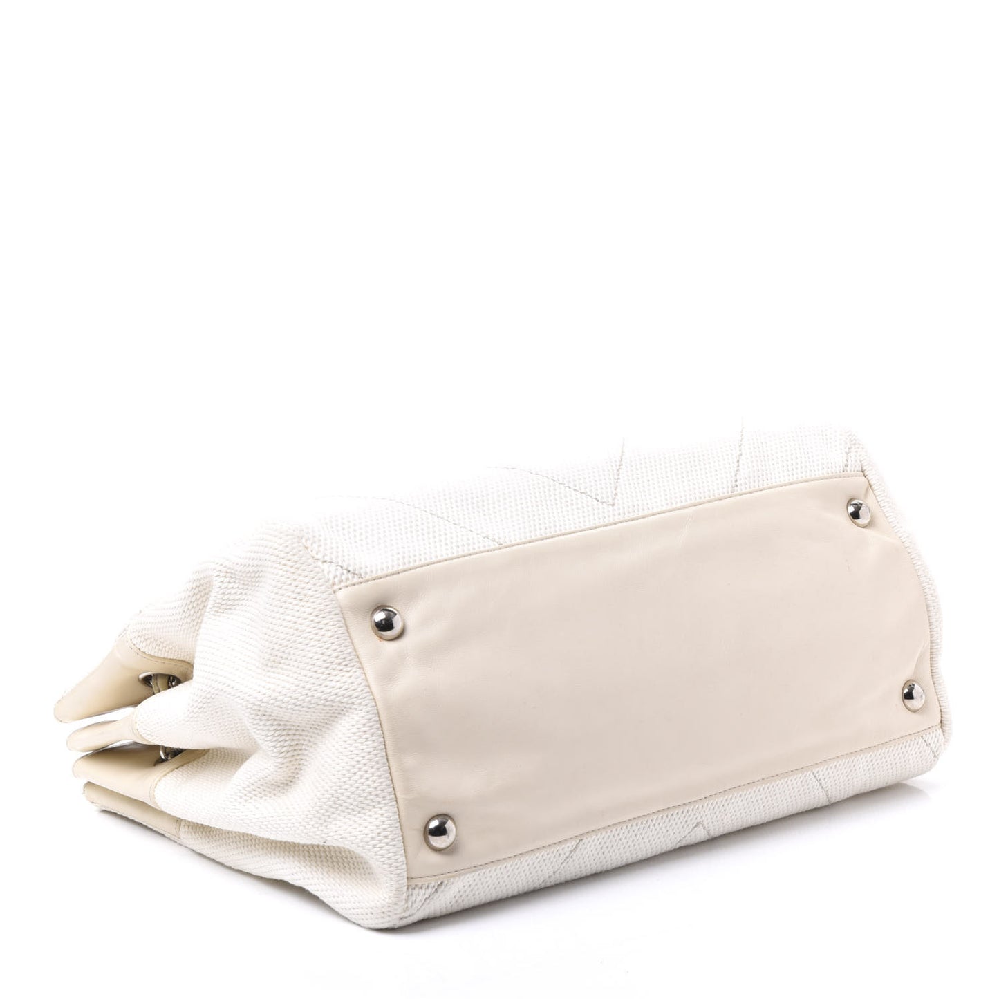 Canvas Chevron CC Shopping Tote White