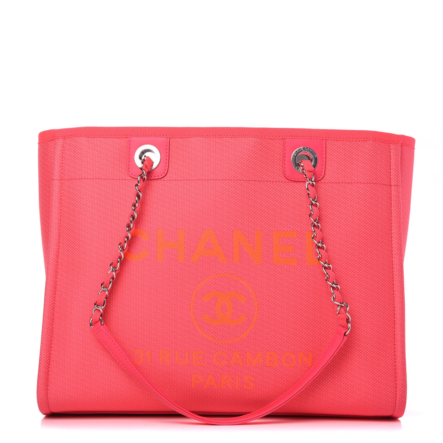 Chanel Mixed Fibers Small Deauville Tote Pink Orange 1 of 12