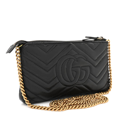 Gucci Calfskin Matelasse GG Marmont Wallet Chain Bag Black 3 of 14