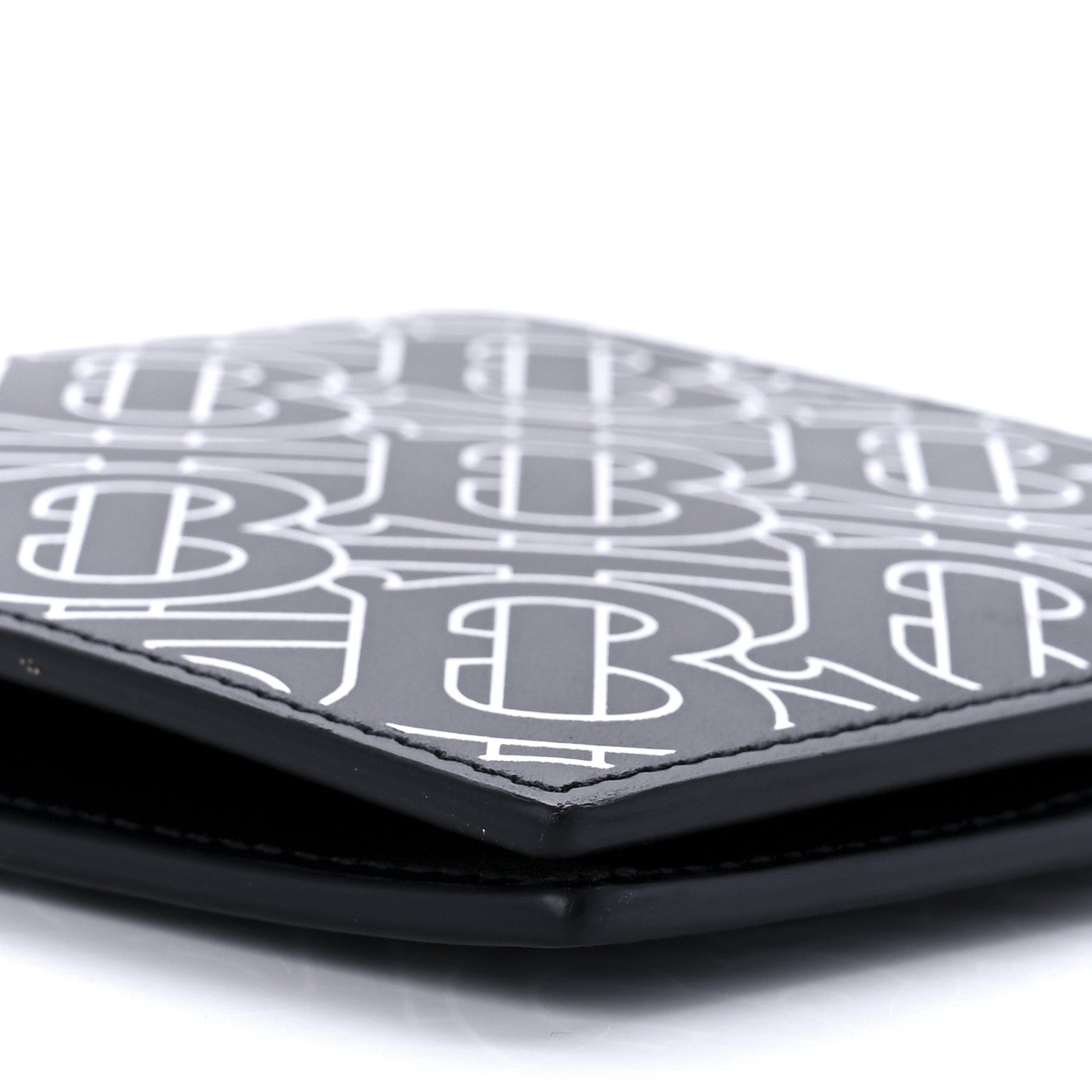 Burberry Calfskin Embossed Monogram Bi-Fold Wallet Black White 9 of 9