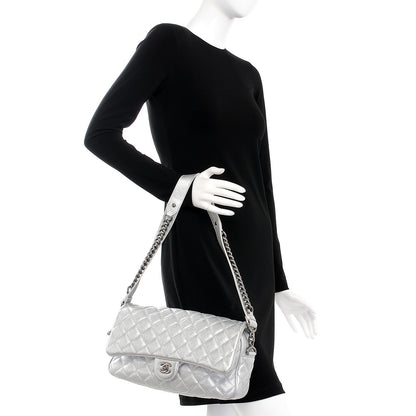 Chanel Metallic Calfskin Quilted Medium Casual Rock Flap Silver 2 of 7
