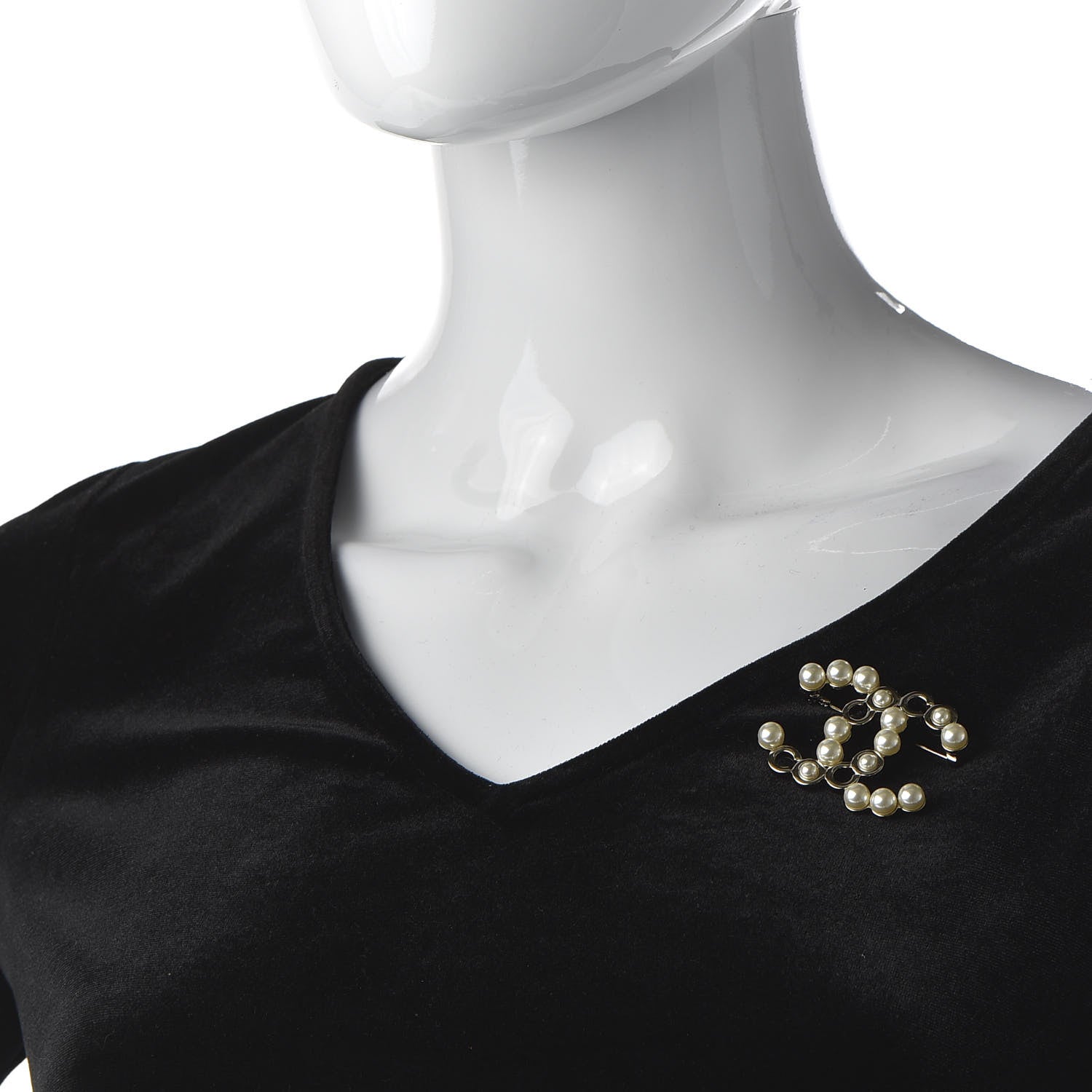 Chanel Pearl Coco CC Brooch Gold 2 of 5