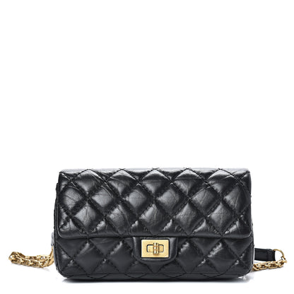 Chanel Aged Calfskin Quilted 2.55 Reissue Chain Waist Bag Black 1 of 10