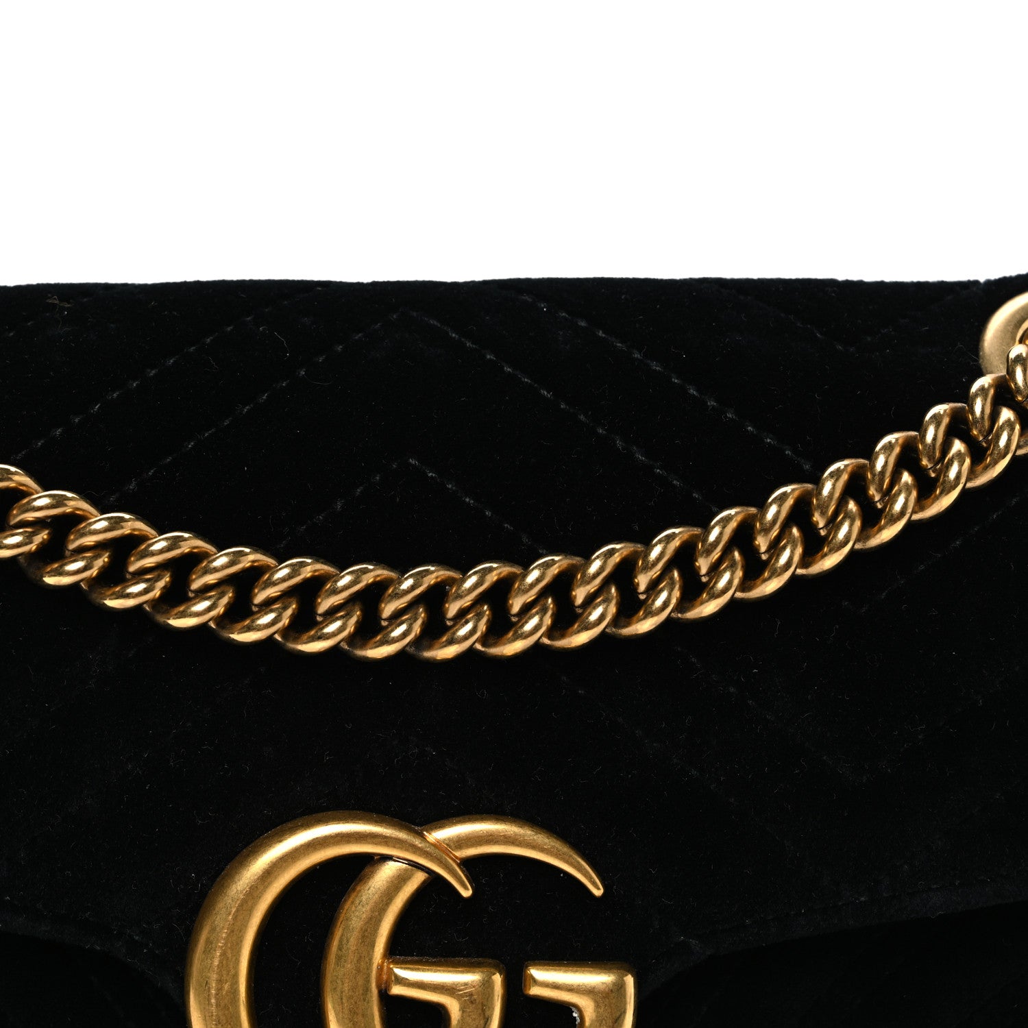 Gucci Velvet Matelasse Small GG Marmont Shoulder Bag Black 8 of 10