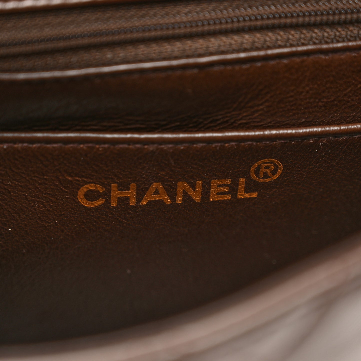 Lambskin Quilted Mini Square Flap Bag Dark Brown