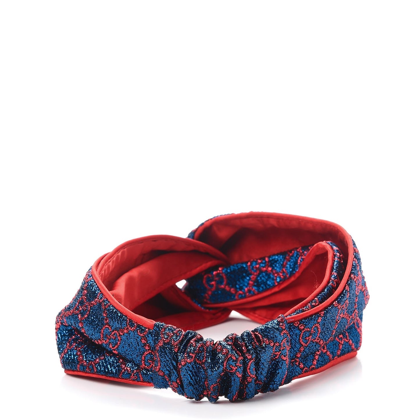 Metallic Lurex Silk GG Supreme Headband Blue Red