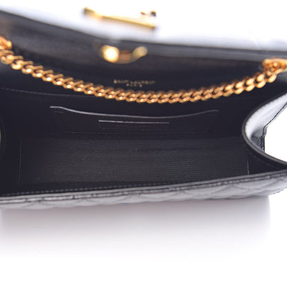 Saint Laurent Grain De Poudre Textured Mixed Matelasse Triquilt Small Monogram Satchel Black 5 of 10
