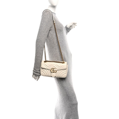 Gucci Calfskin Matelasse Small GG Marmont Shoulder Bag White 2 of 10