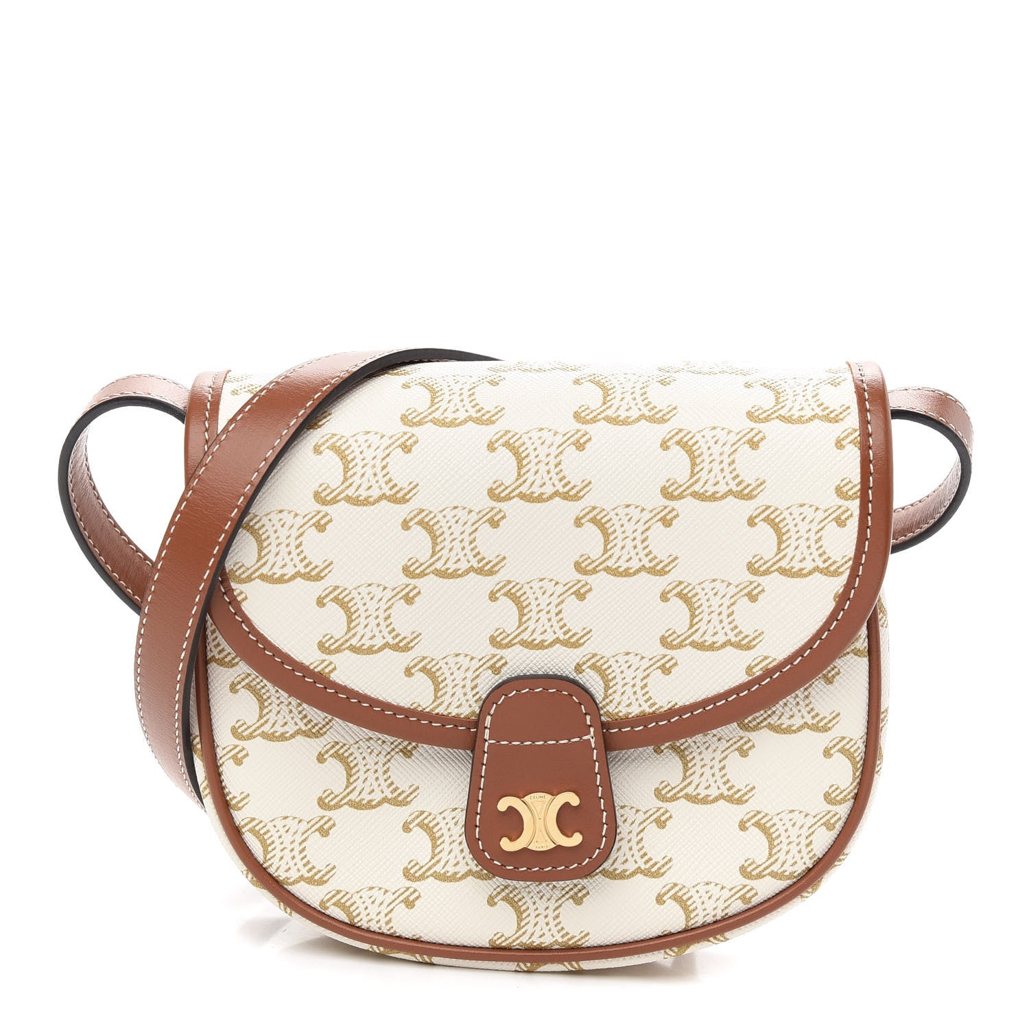 Celine Triomphe Canvas Calfskin Mini Besace Bag White 1 of 9