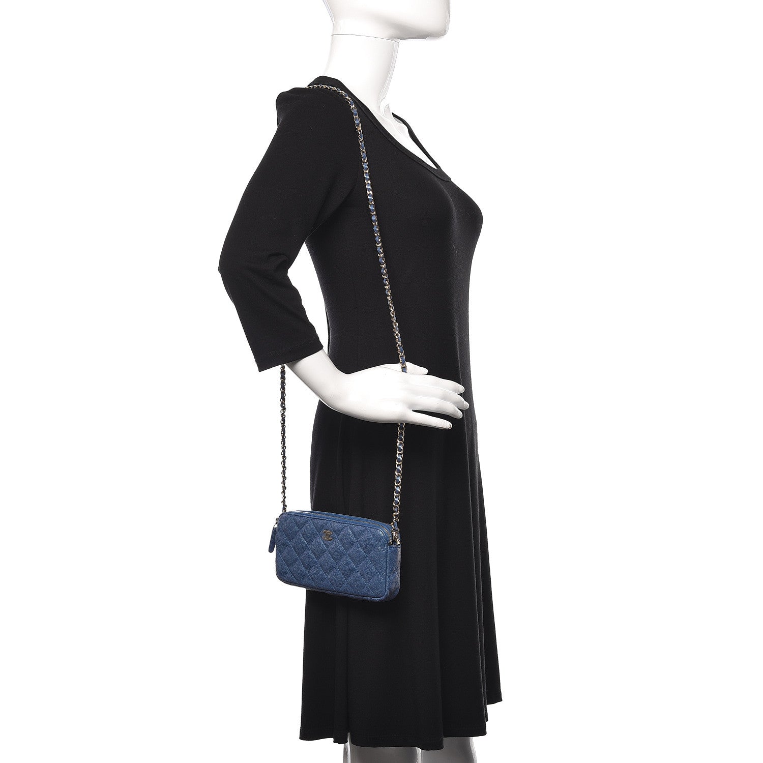 Chanel Iridescent Caviar Quilted Clutch With Chain Dark Blue 2 of 14