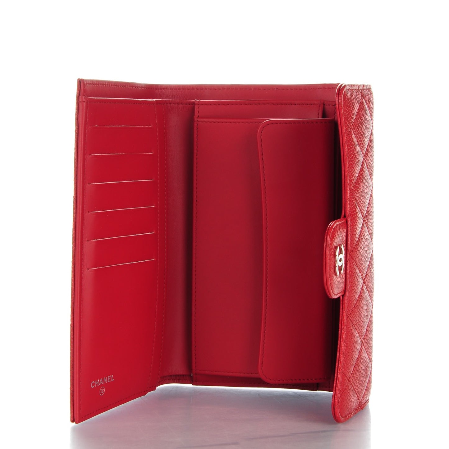 Caviar Quilted Large Flap Wallet Red