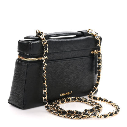Chanel Grained Calfskin Top Handle Slim Vanity Case With Chain Black 2 of 10