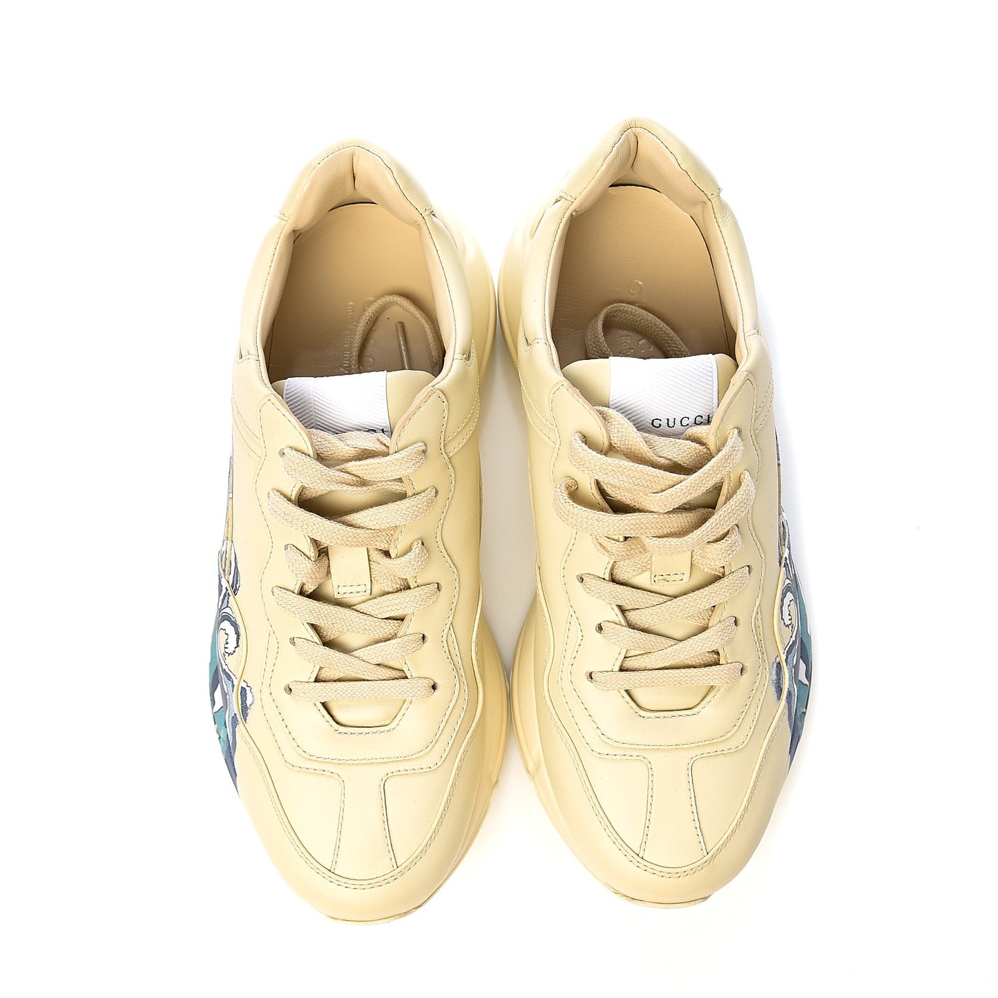 Calfskin Wave Printed Womens Rhyton Sneakers 38 Mystic Ivory
