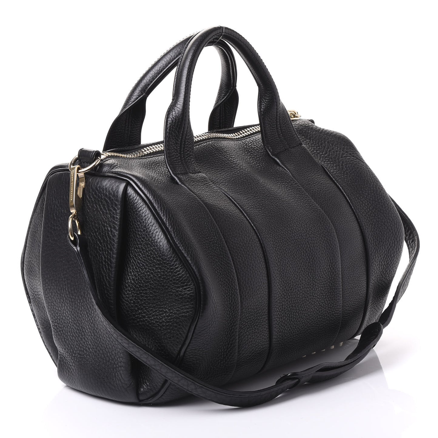 Pebbled Lambskin Rocco Black Pale Gold Hardware
