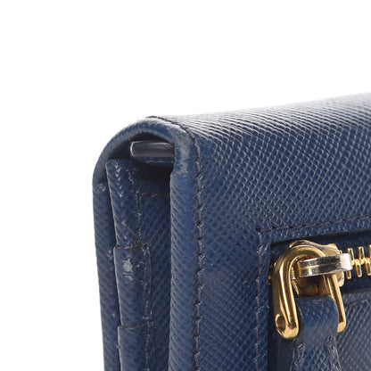 Prada Saffiano Metal Continental Flap Wallet Bleuette 9 of 13